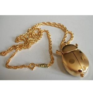 Women's Gold Finish LADYBUG Necklace Fashion Watch & Chain